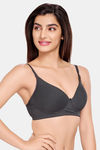 Juliet Padded Non-Wired Full Coverage T-Shirt Bra - Melange Black — thumbnail 3